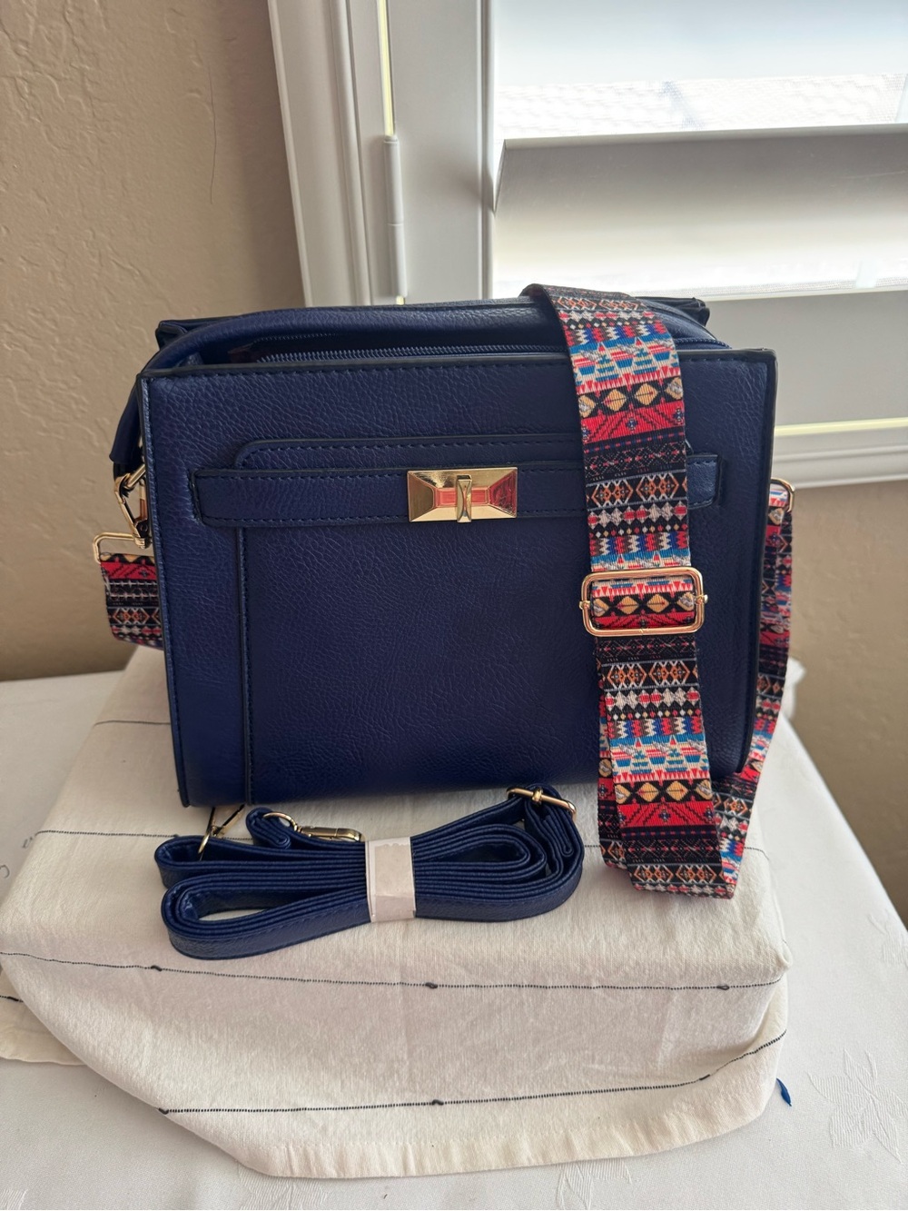 Crossbody Bag with Colorful Strap - Picture 1 of 6